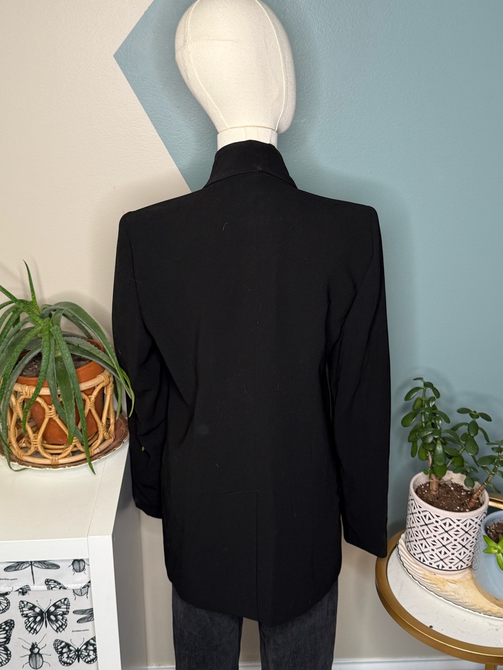 Mural Black Shawl Collar Open Front Blazer Quiet Luxury Minimalist Jacket M - Picture 6 of 12